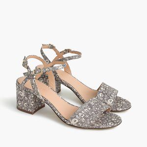 Jcrew Wide Strap Block Heel Sandal in Lizard